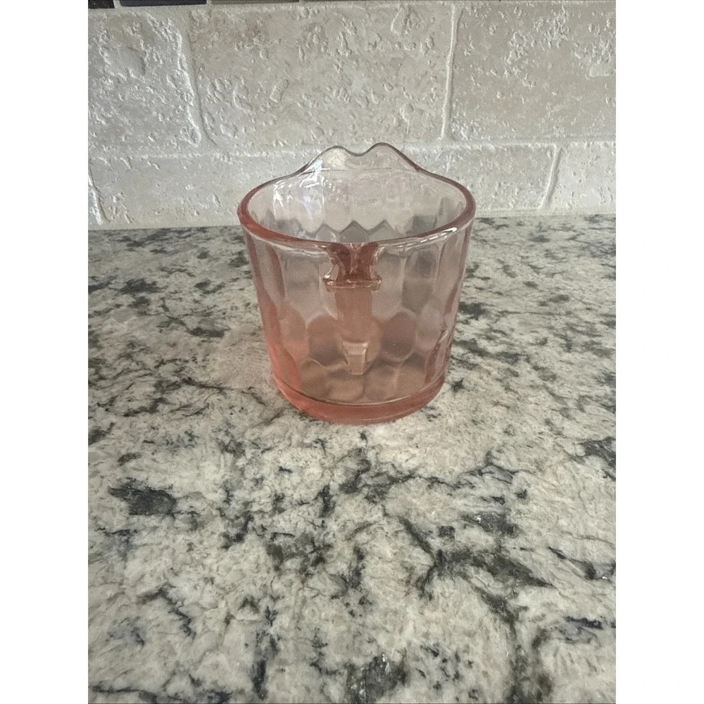 Vintage Etched Rose Pink Depression Glass Creamer/Sugar, Candy Set 1920's 1930's